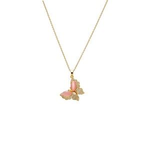 Adina Eden PINK MOTHER OF PEARL BUTTERFLY NECKLACE